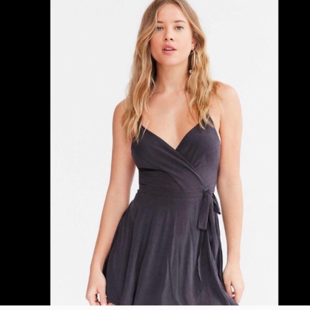 Kimchi Blue Wrapped Skorted Romper (Black)